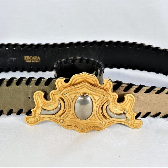 Escada Woman’s Leather Belt Large Gold Buckle 41” main image 6